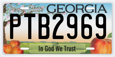 GA license plate PTB2969