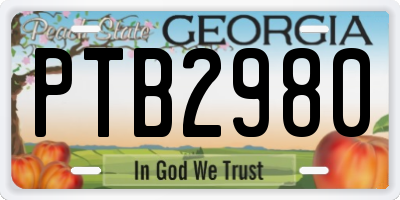 GA license plate PTB2980