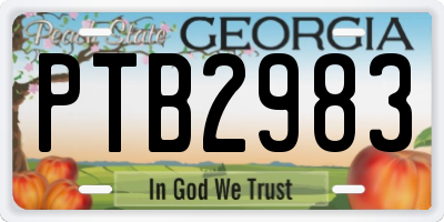 GA license plate PTB2983