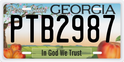 GA license plate PTB2987