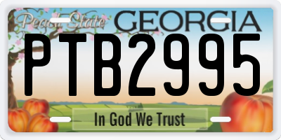 GA license plate PTB2995