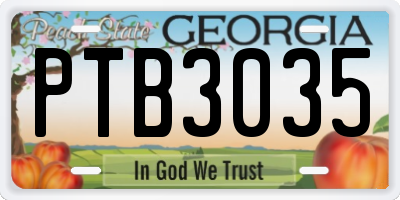 GA license plate PTB3035