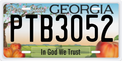 GA license plate PTB3052