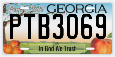 GA license plate PTB3069