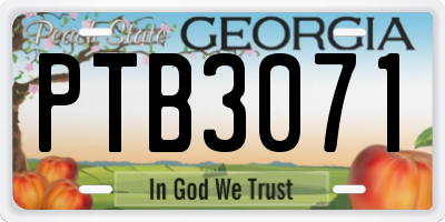 GA license plate PTB3071