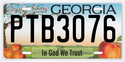 GA license plate PTB3076