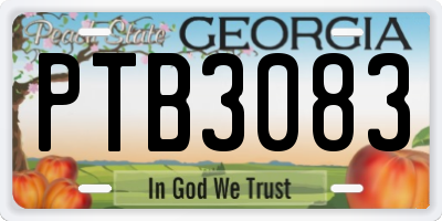 GA license plate PTB3083