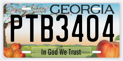 GA license plate PTB3404
