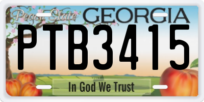 GA license plate PTB3415