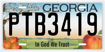 GA license plate PTB3419