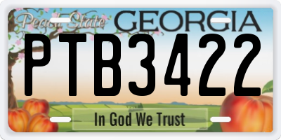 GA license plate PTB3422
