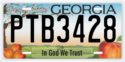 GA license plate PTB3428