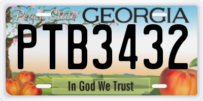 GA license plate PTB3432