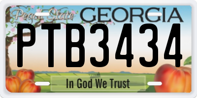 GA license plate PTB3434