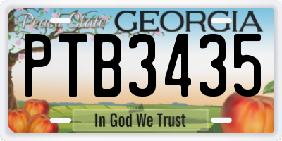 GA license plate PTB3435
