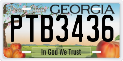 GA license plate PTB3436