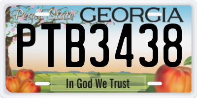 GA license plate PTB3438