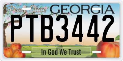 GA license plate PTB3442