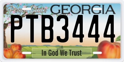 GA license plate PTB3444