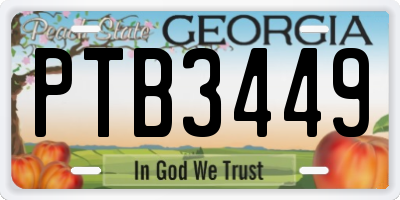 GA license plate PTB3449