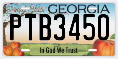 GA license plate PTB3450
