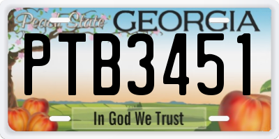 GA license plate PTB3451