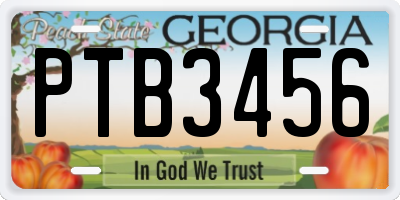 GA license plate PTB3456