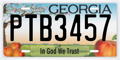 GA license plate PTB3457