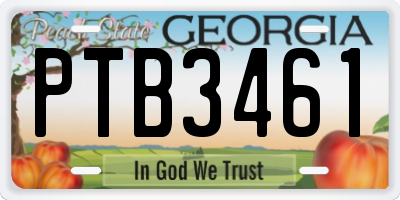 GA license plate PTB3461