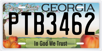 GA license plate PTB3462