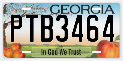 GA license plate PTB3464
