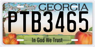 GA license plate PTB3465