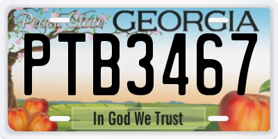 GA license plate PTB3467