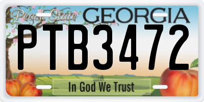 GA license plate PTB3472