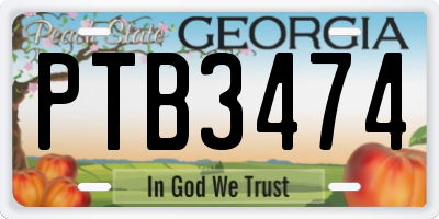 GA license plate PTB3474