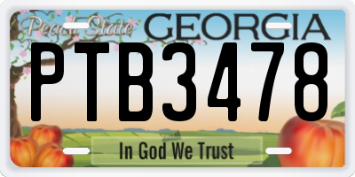 GA license plate PTB3478