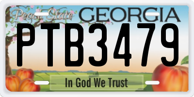 GA license plate PTB3479