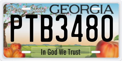 GA license plate PTB3480