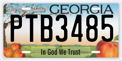 GA license plate PTB3485
