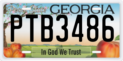 GA license plate PTB3486
