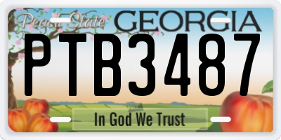 GA license plate PTB3487