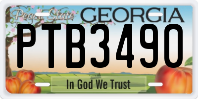 GA license plate PTB3490