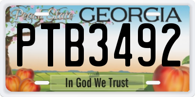 GA license plate PTB3492
