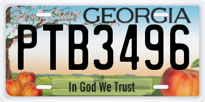GA license plate PTB3496