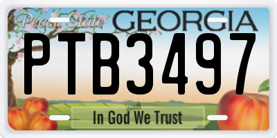 GA license plate PTB3497