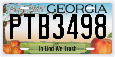 GA license plate PTB3498