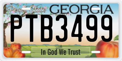 GA license plate PTB3499