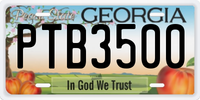 GA license plate PTB3500