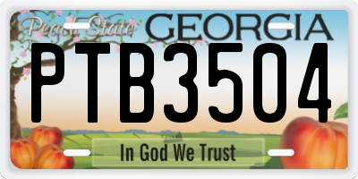 GA license plate PTB3504