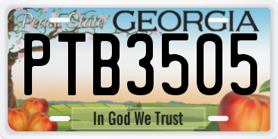 GA license plate PTB3505